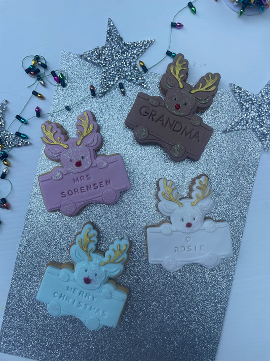 Personalized Reindeer Christmas Cookies